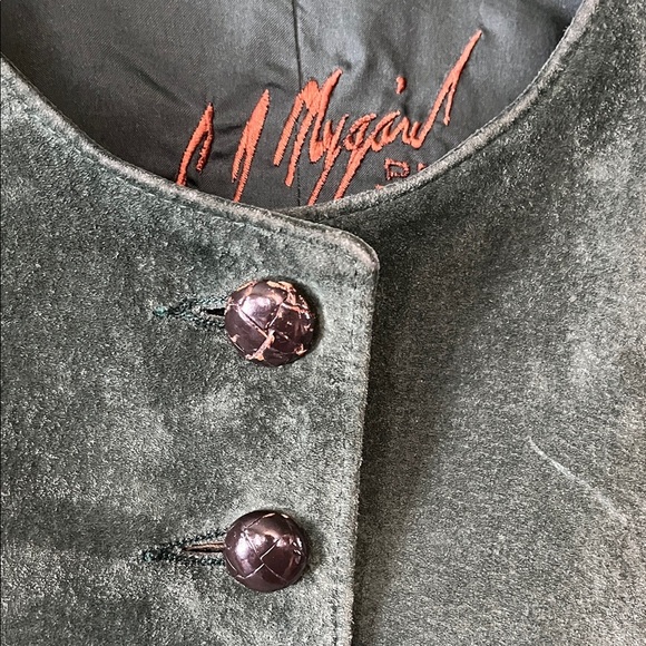 80s Vintage Green Suede Jacket M - Picture 7 of 12